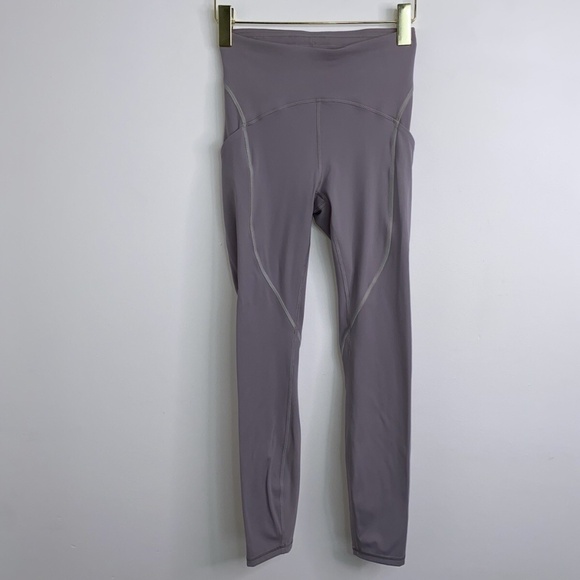 Lululemon Power Thru HR 25” Leggings Women's Size 4 Mauve Grey Blush EUC - Picture 1 of 13